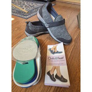 OrthoFeet Quincy 822 Womens Slip-On Shoes Gray Size 9.5 Wide Diabetic Shoe